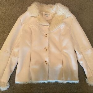 Coldwater Creek Ivory White Suede Faux Fur Lined Women’s Size Large